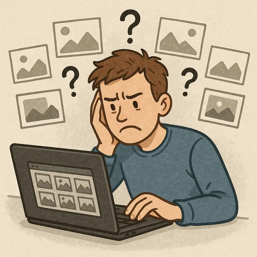 Before and after of WebbsAI automatically selecting images